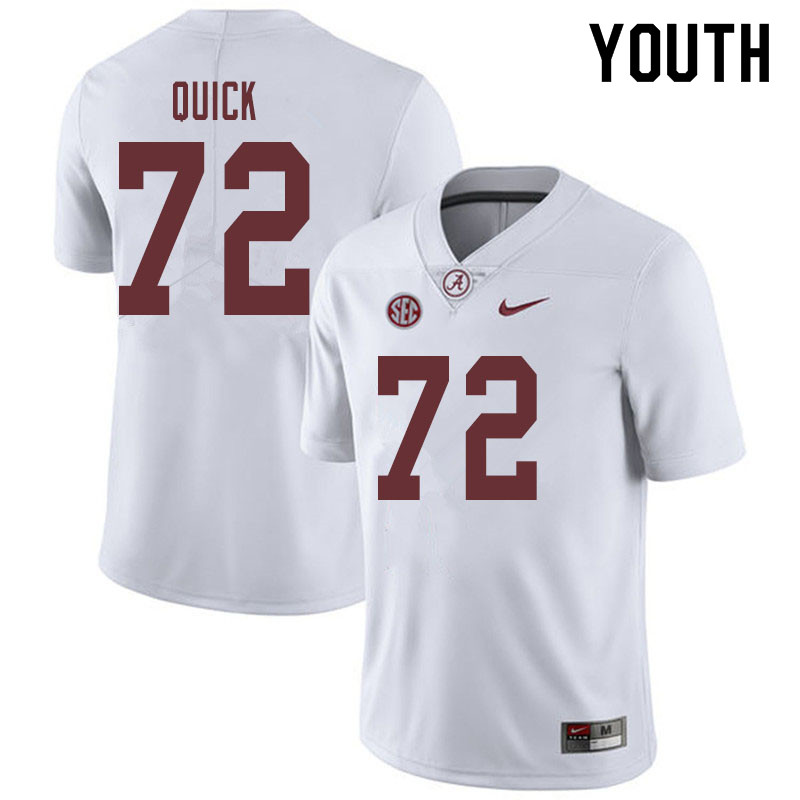 Youth #72 Pierce Quick Alabama Crimson Tide College Football Jerseys Sale-White